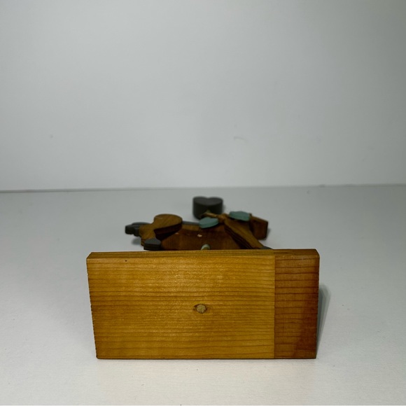 Wooden Carousel Horse 8" Figure Wood Carved Wood Base Bow Heart  Vintage - Picture 5 of 7